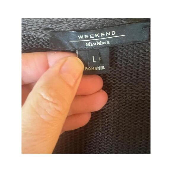 MaxMara Weekend Dark Brown Ruffled Neckline Long Sleeve Button Up Cardigan Large - Picture 2 of 10